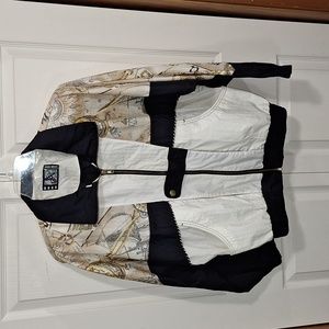 Vintage River Edge nylon zip-up jacket map print - Oversized M - black/white